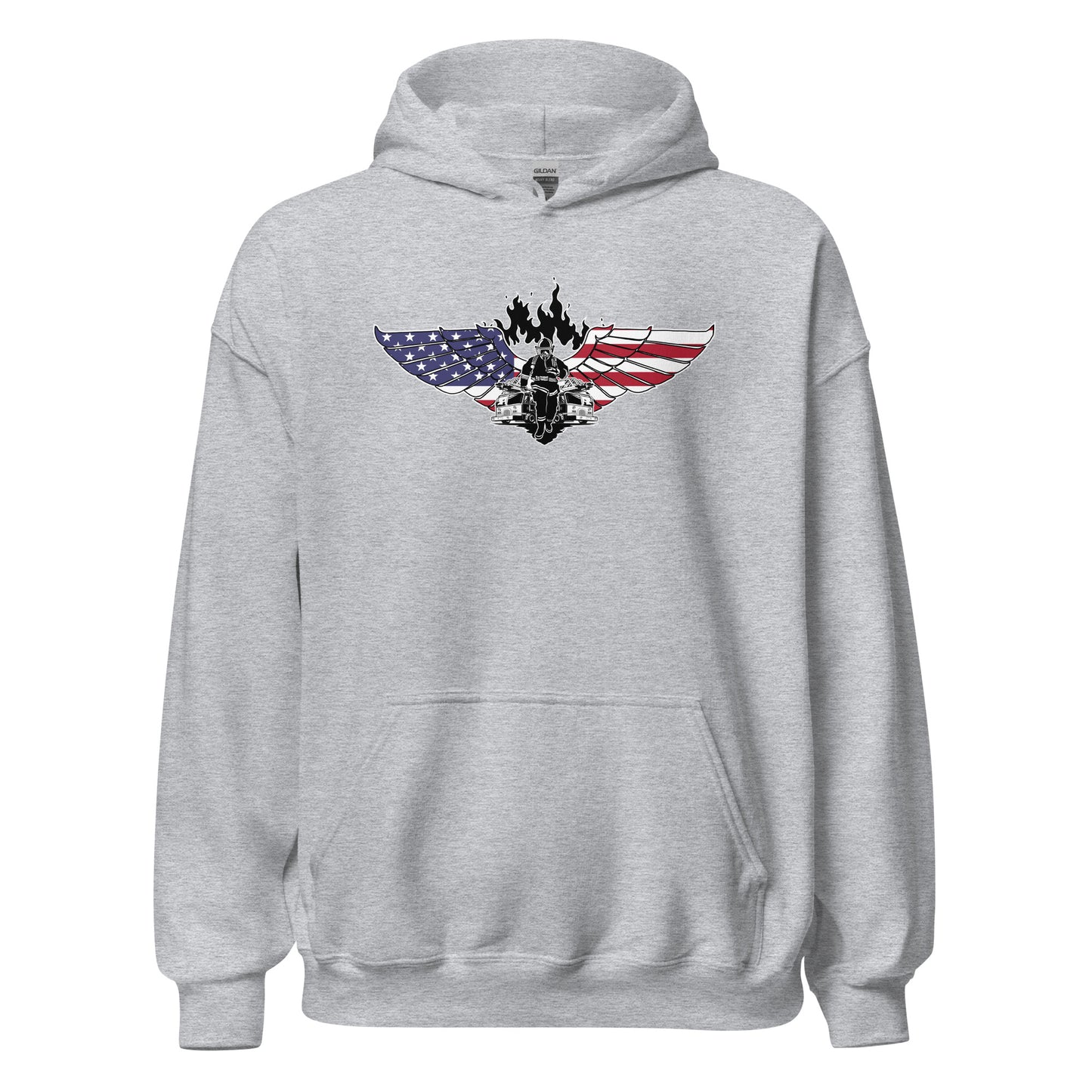 American Patriotic Firefighter Hero Dedication Unisex Light Hoodie