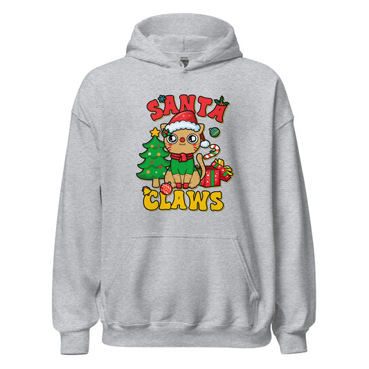 Santa Claws Santa Hat Cat Christmas Unisex Light Hoodie