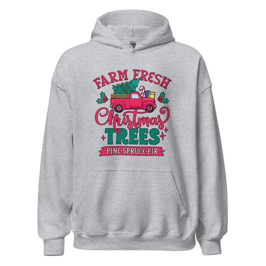 Farm Fresh Christmas Trees Pine Spruce Fir Xmas Unisex Light Hoodie