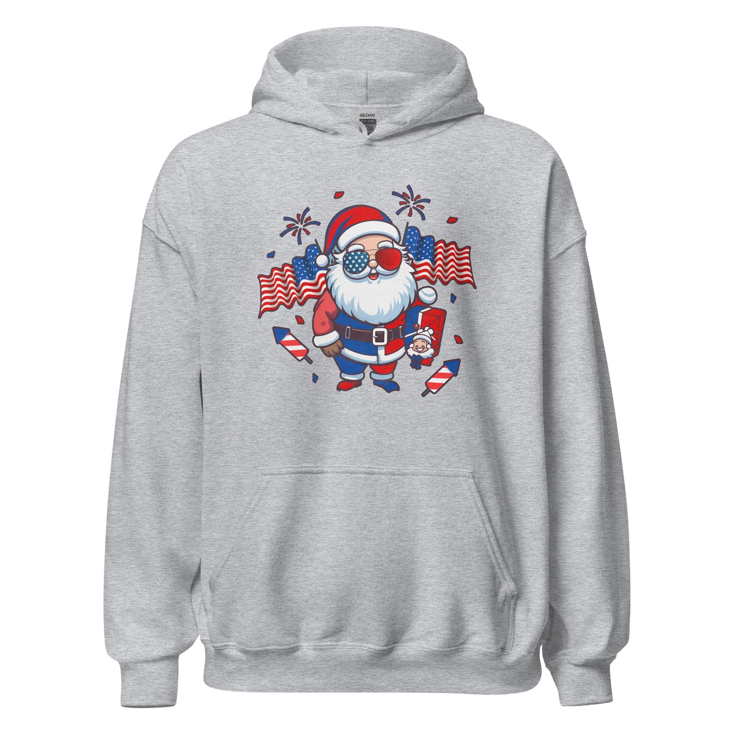 Patriotic Santa Claus USA Military Veteran Xmas Unisex Light Hoodie