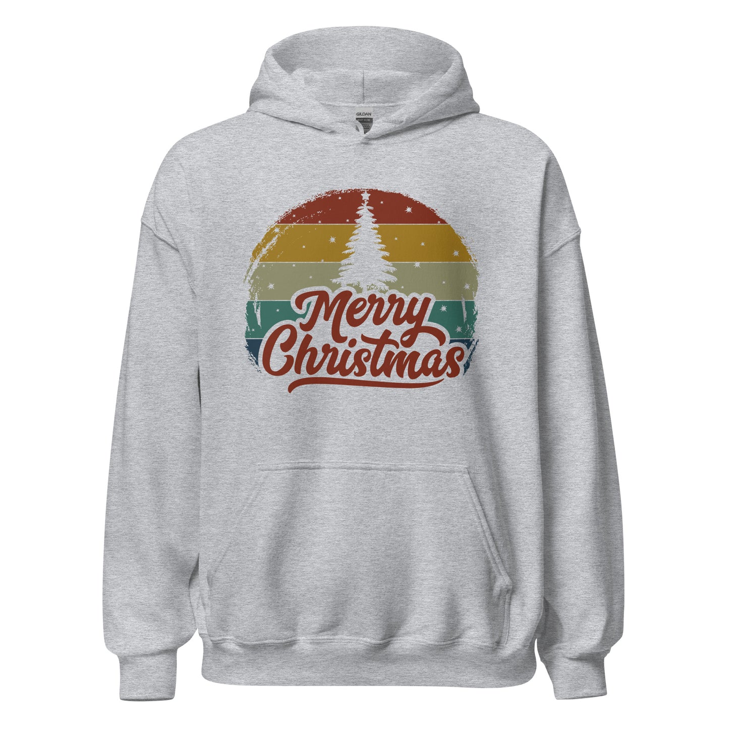 Retro Merry Christmas Holiday Tree Xmas Unisex Light Hoodie