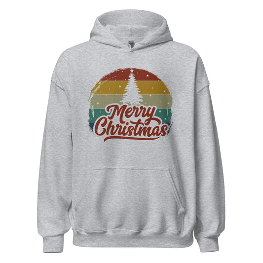 Retro Merry Christmas Holiday Tree Xmas Unisex Light Hoodie