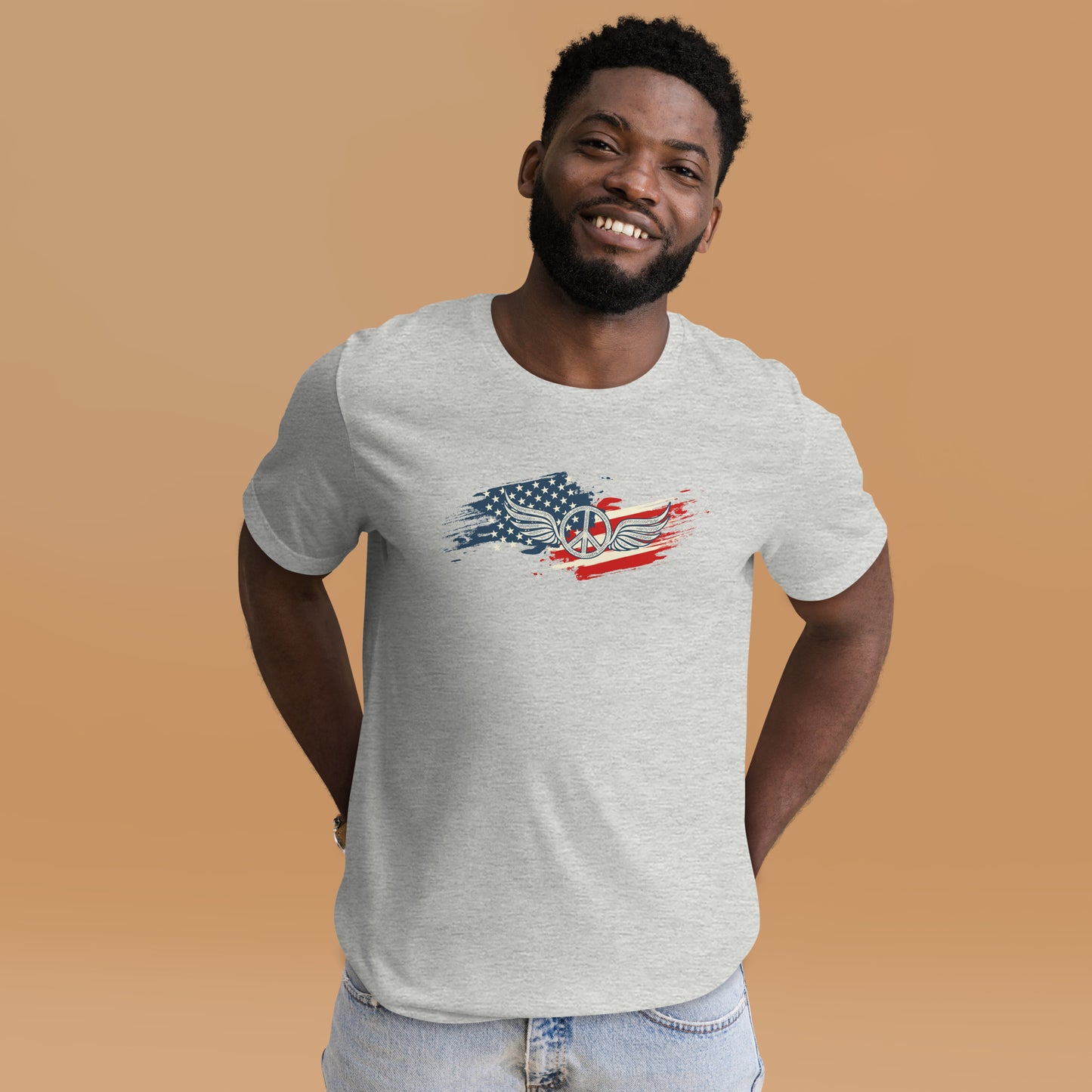 American Flag Fading USA Veteran Vintage Unisex Light t-shirt