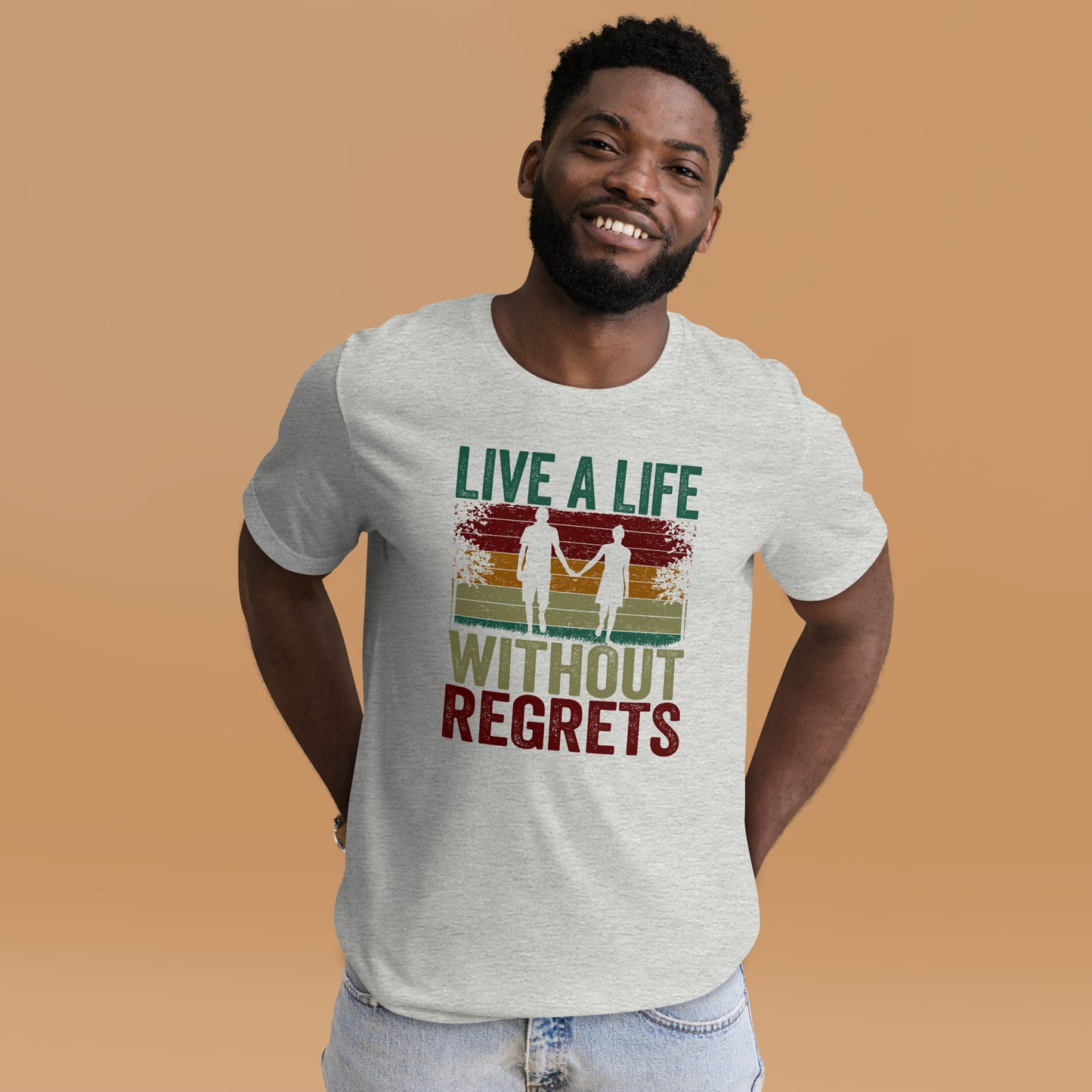 Couple Motivational Quote Live A Life Without Regrets Unisex Light Shirt