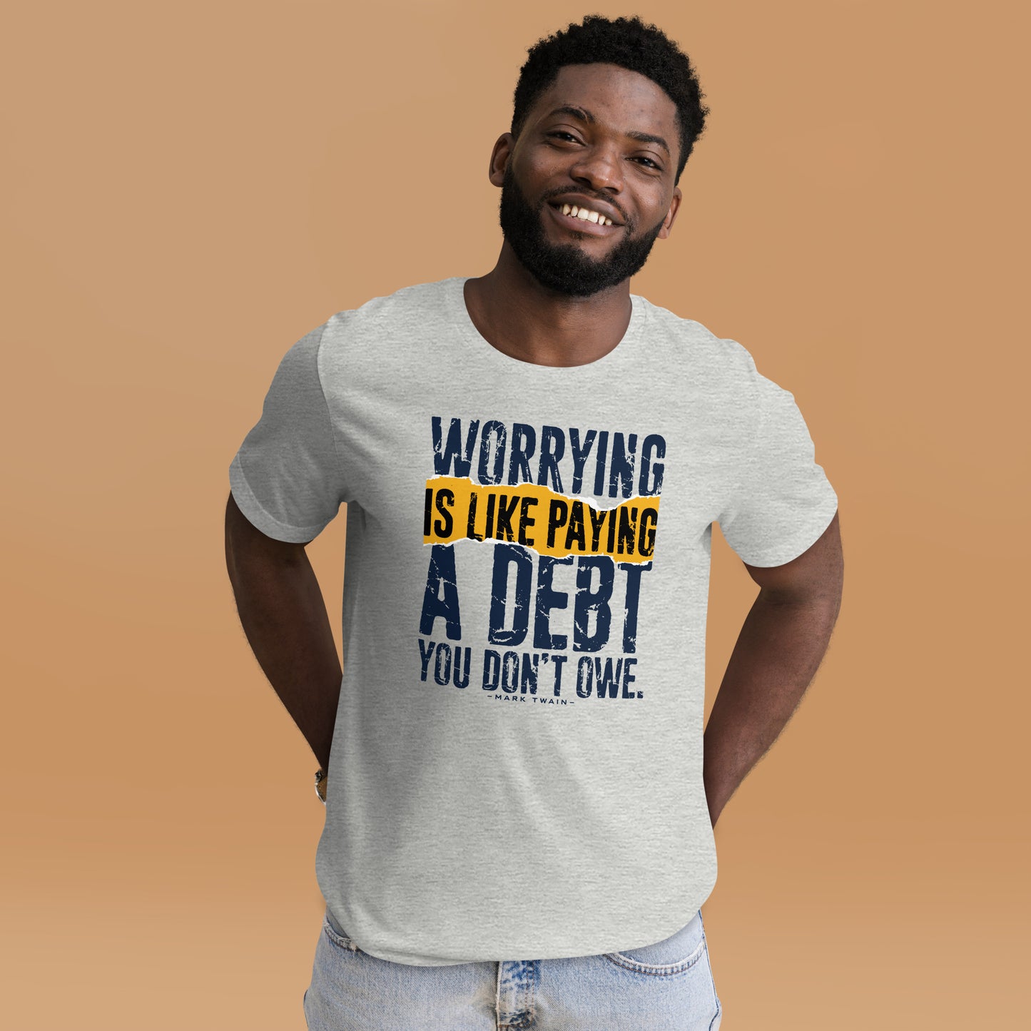 Mark Twain Motivational Worrying Is Like Paying Unisex Light Shirt