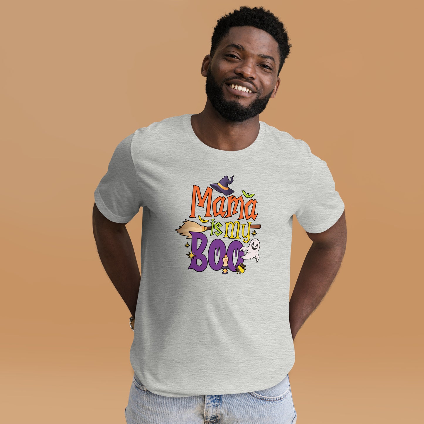 Mama Is My Boo Funny Halloween Ghost Spooky Season Unisex Light Tee