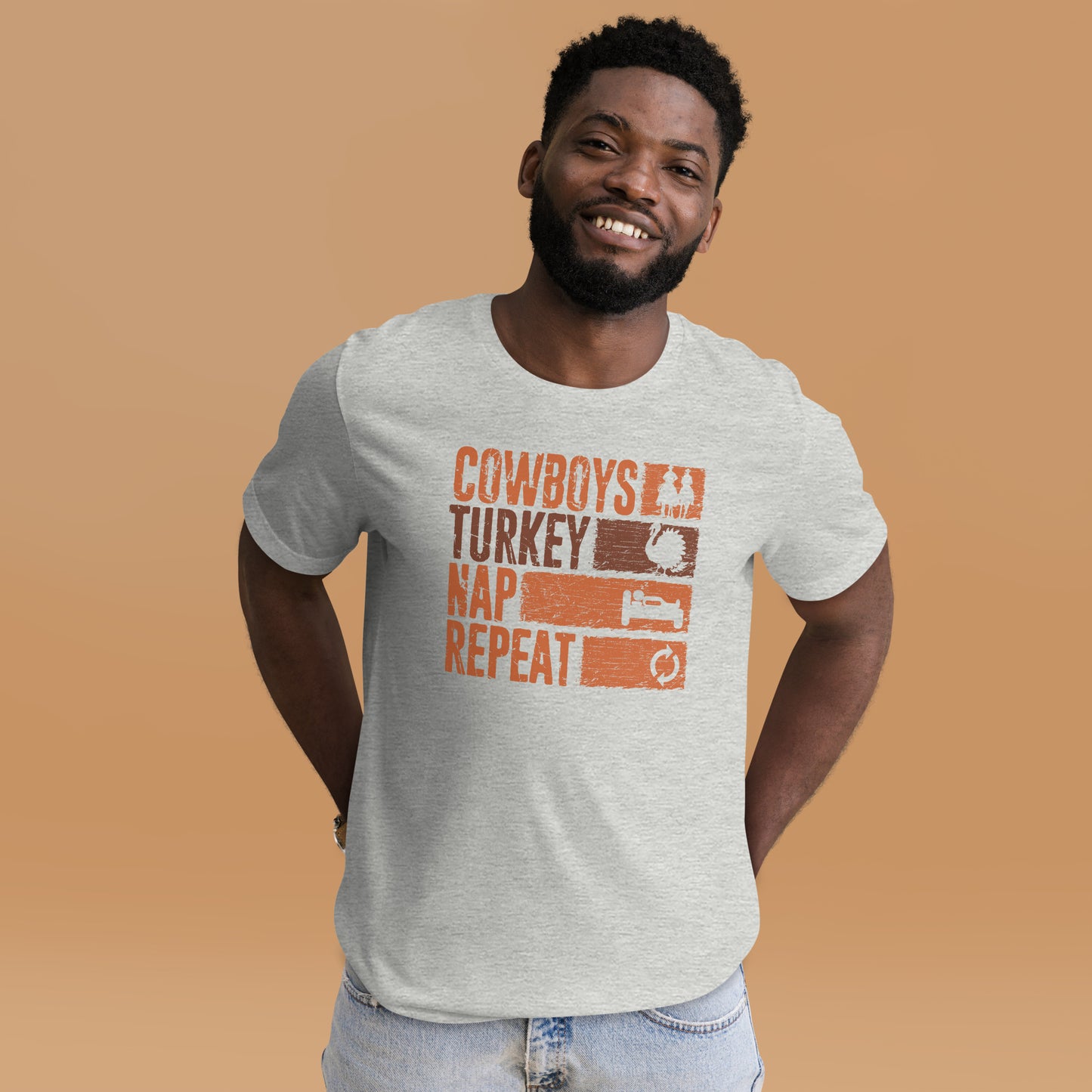 Cowboys Turkey Nap Repeat Cowboy Bebop Thanksgiving Unisex Light Shirt