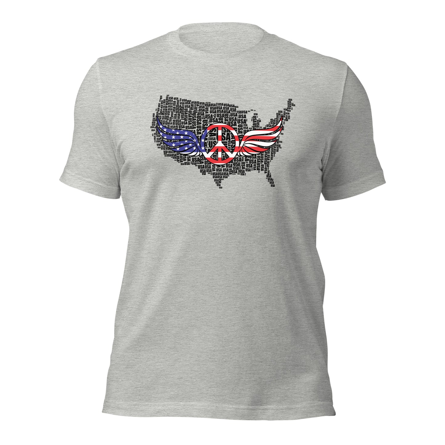 American Flag Peace Symbol Wings Unisex Light T-Shirt