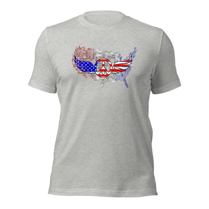 Patriotic T-Shirt USA Flag Peace With Wings Symbol Unisex Light Tee