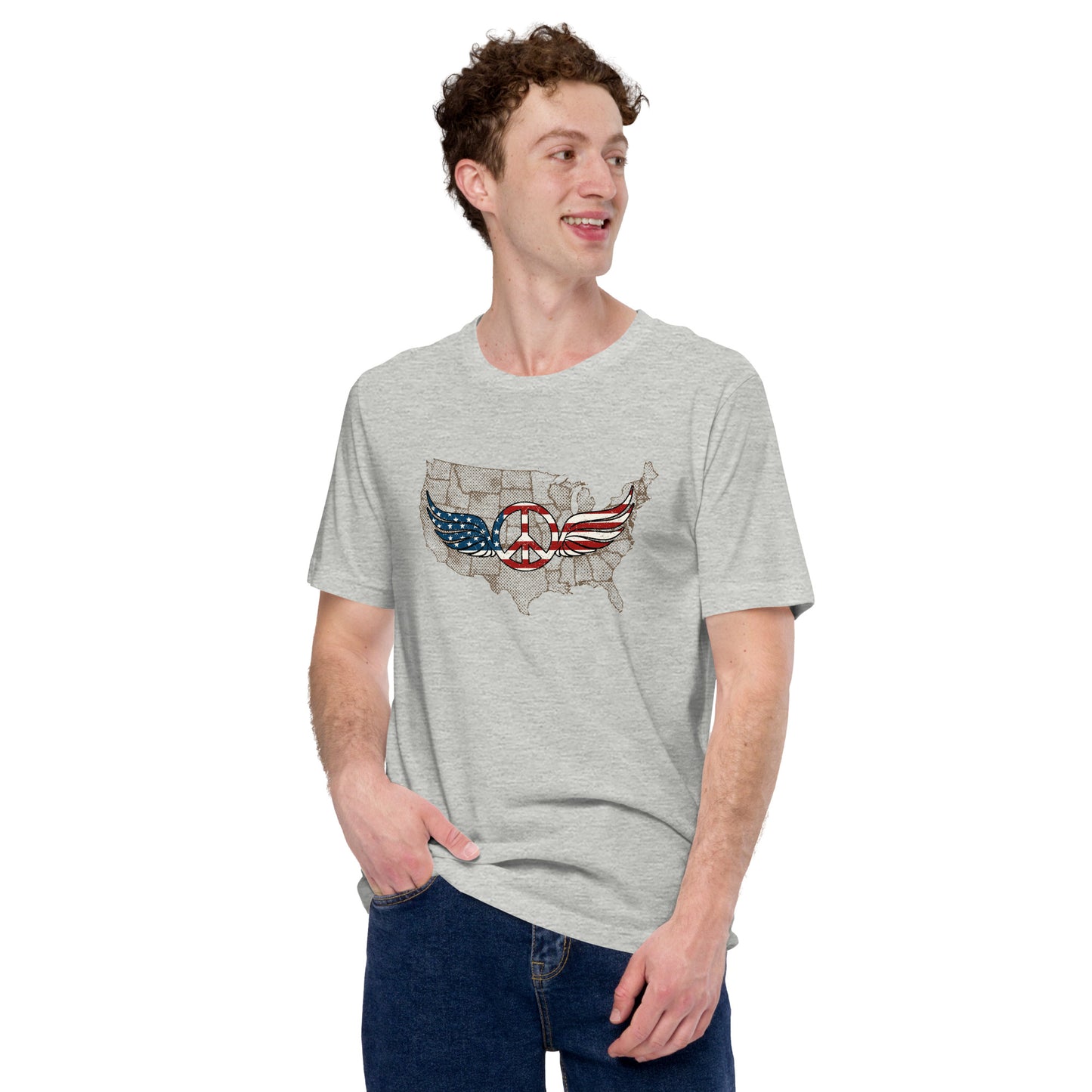 Stars And Stripes Peace Wings Sign Patriot Unisex Light Shirt