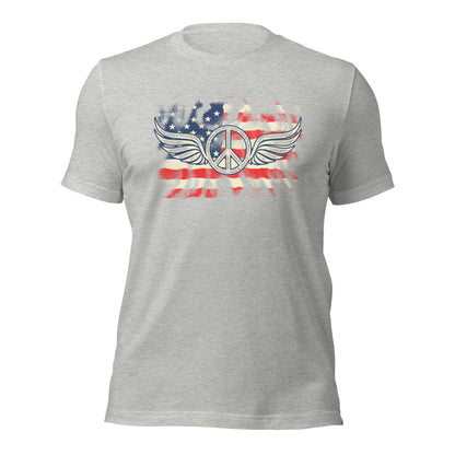 Military American Patriots Distressed Peace Sign Unisex Light t-shirt