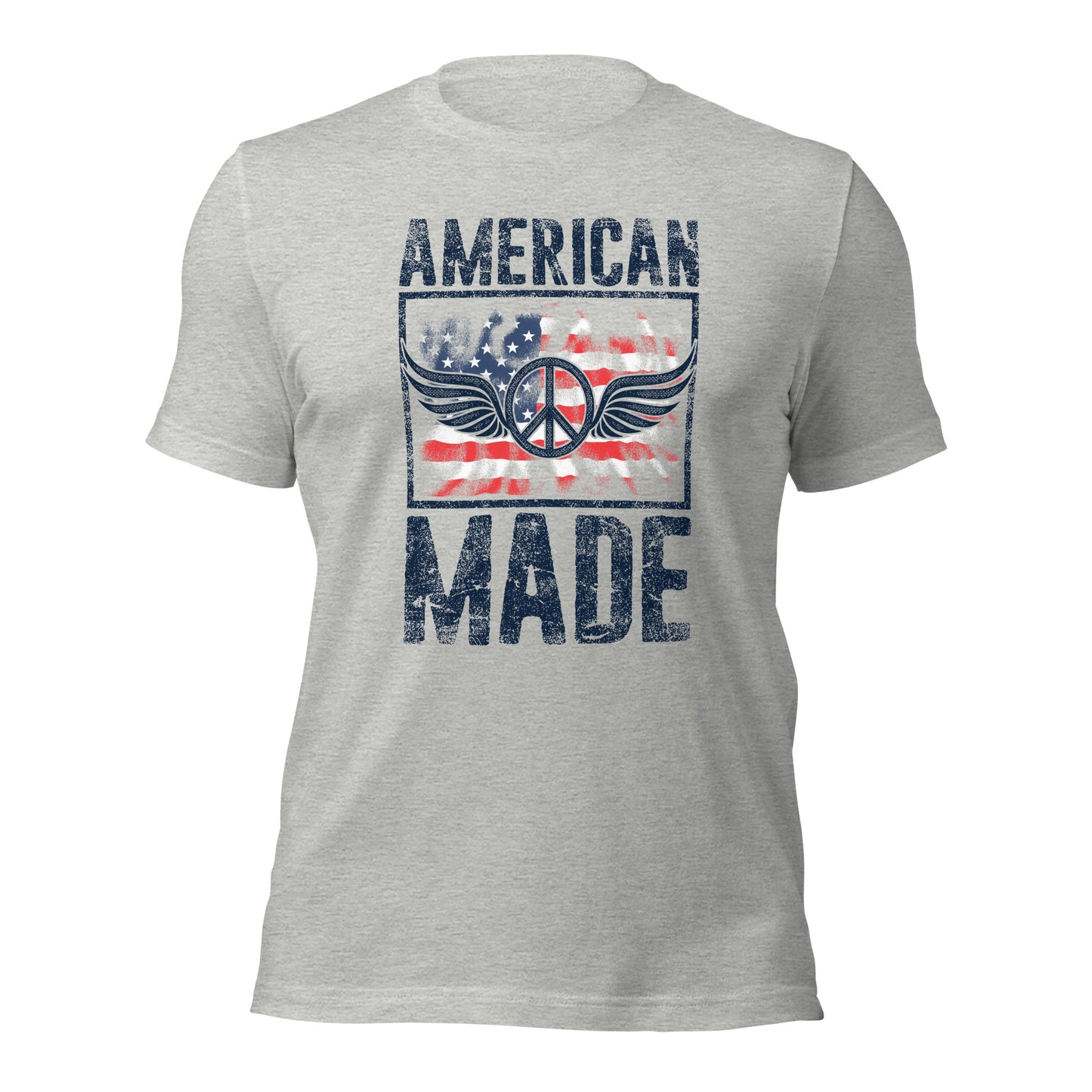 Vintage American Made USA Flag Peace Sign Unisex Light T-shirt