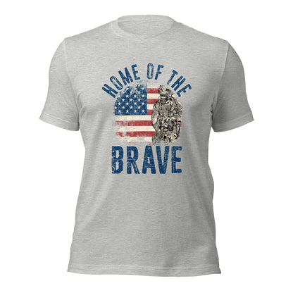 Vintage Military Patriot Home Of The Brave Unisex Light Shirt