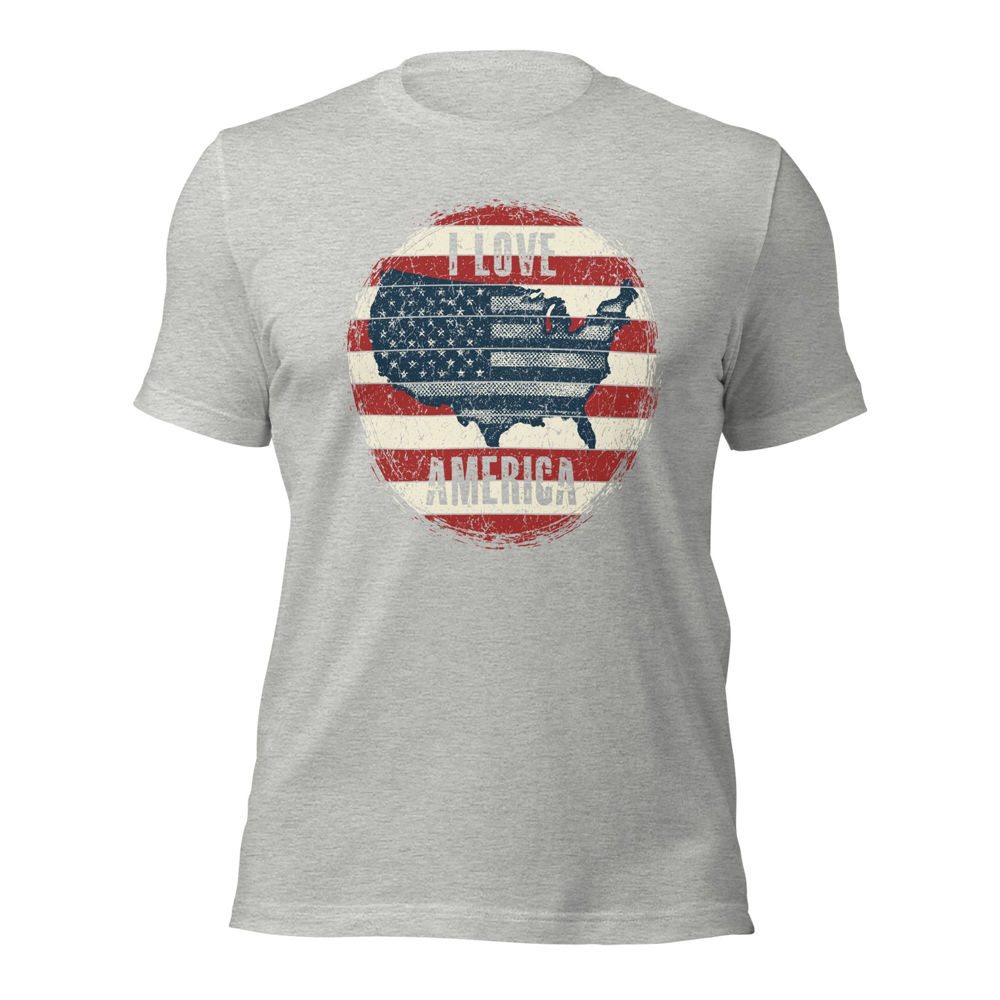 Retro Patriot I Love America USA Flag Map Unisex Light Shirt