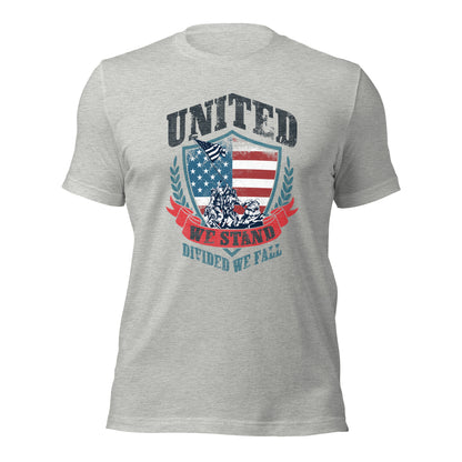 USA Flag Shield United We Stand Divided We Fall Unisex Light Shirt