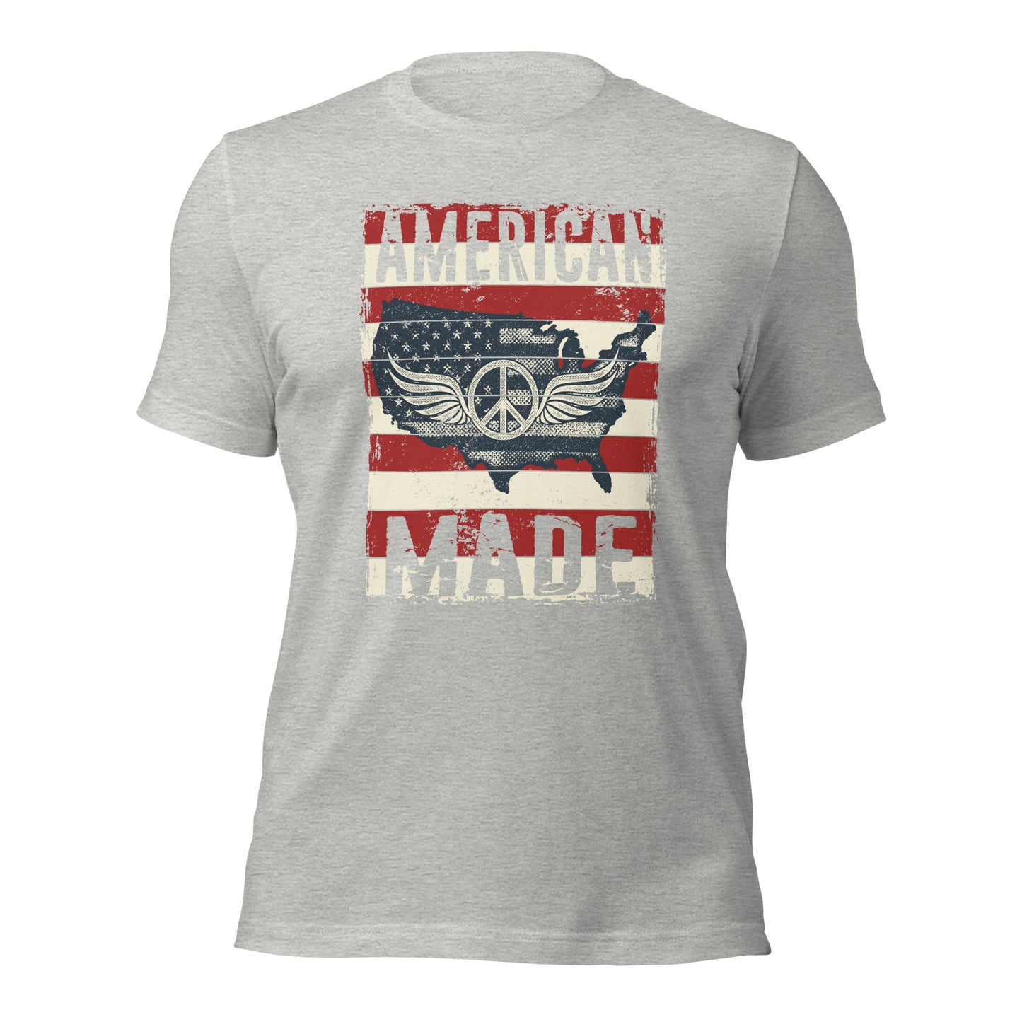 Patriot Distressed American Made USA Flag Military Unisex Light Shirt