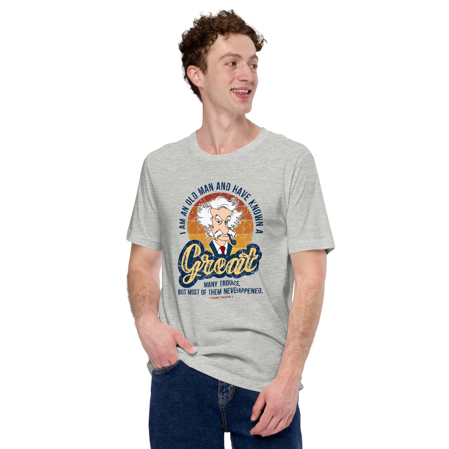 Mark Twain Self Awareness Tee Great Old Man Unisex Light Shirt