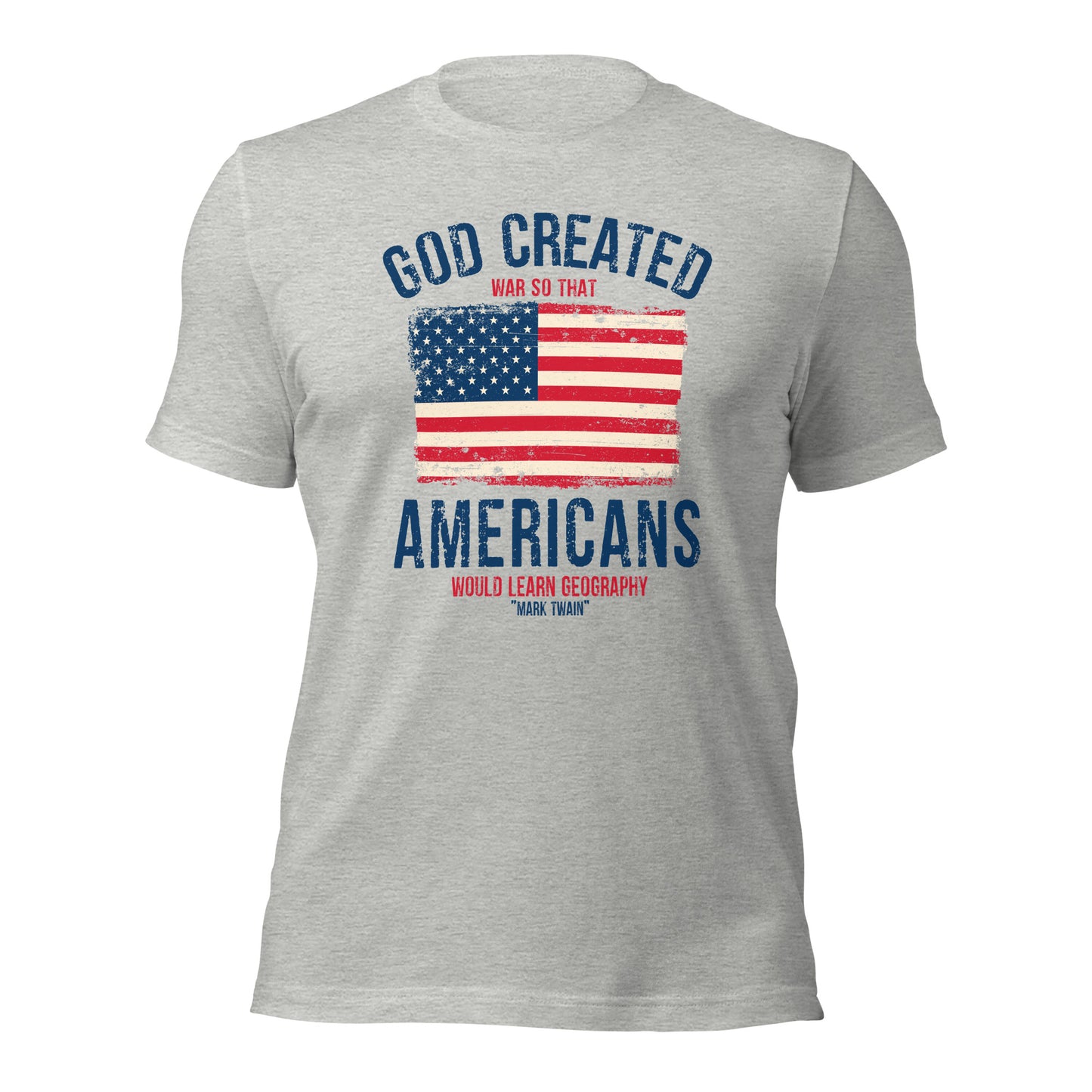 Mark Twain God Created War Patriotic Flag Unisex Light Shirt