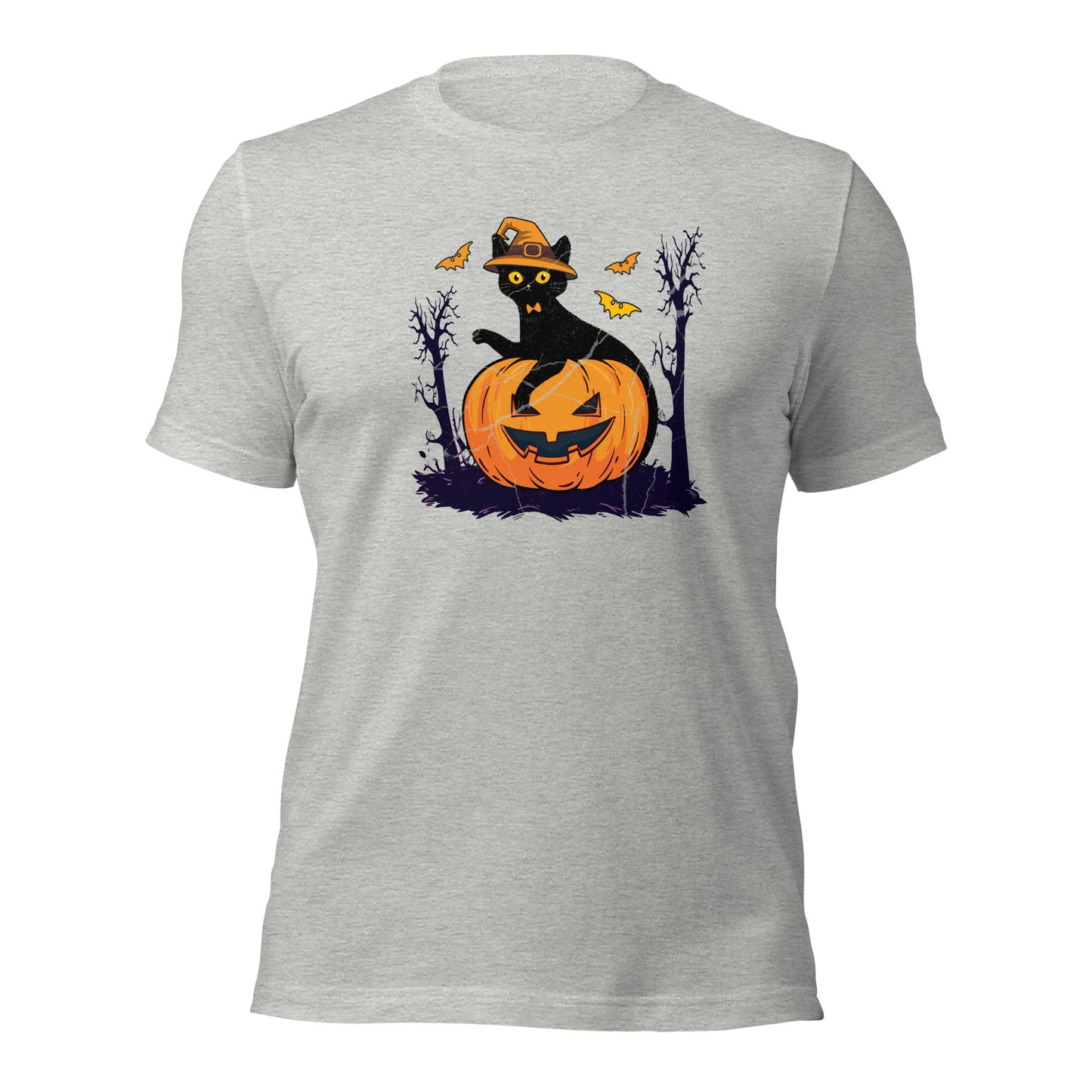 Black Cat Pumpkin Halloween Jack o Lantern Unisex Light Shirt