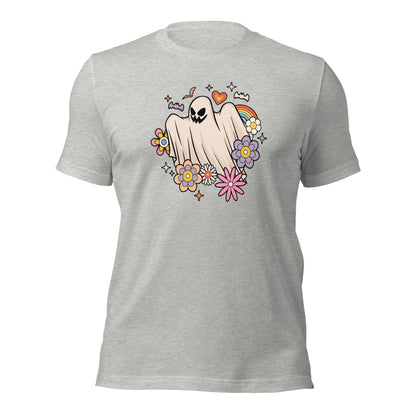 Retro FLoral Ghost Happy Halloween Trick or Treat Unisex Light Tee