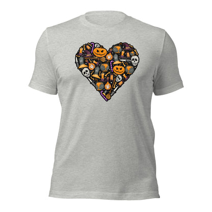 Halloween Heart Love Pumpkin Skull Unisex Light Shirt