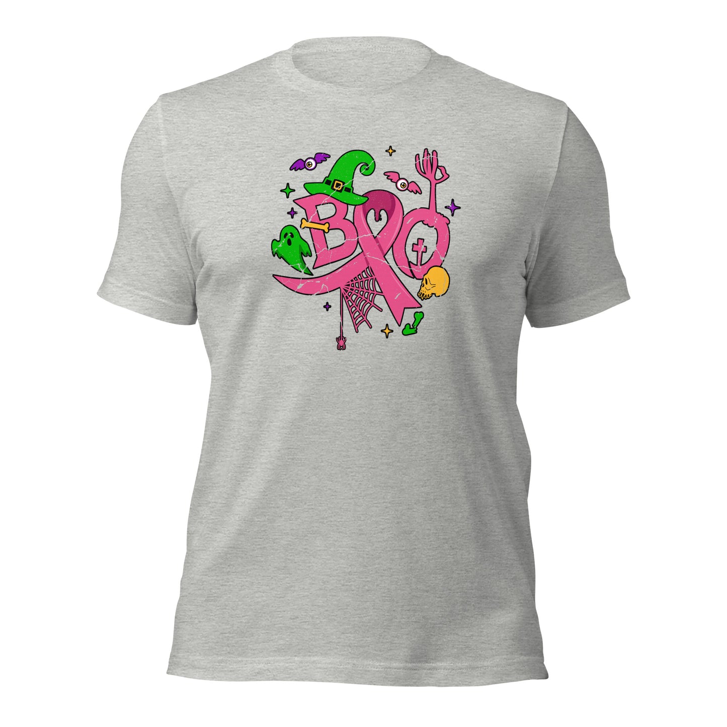 Halloween Breast Cancer Awareness Pink Ribbon Boo Unisex Light Shirt