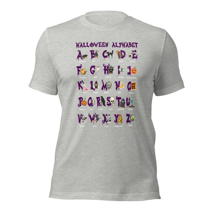 Halloween Alphabet Spooky Teacher Graphic Unisex Light Shirt