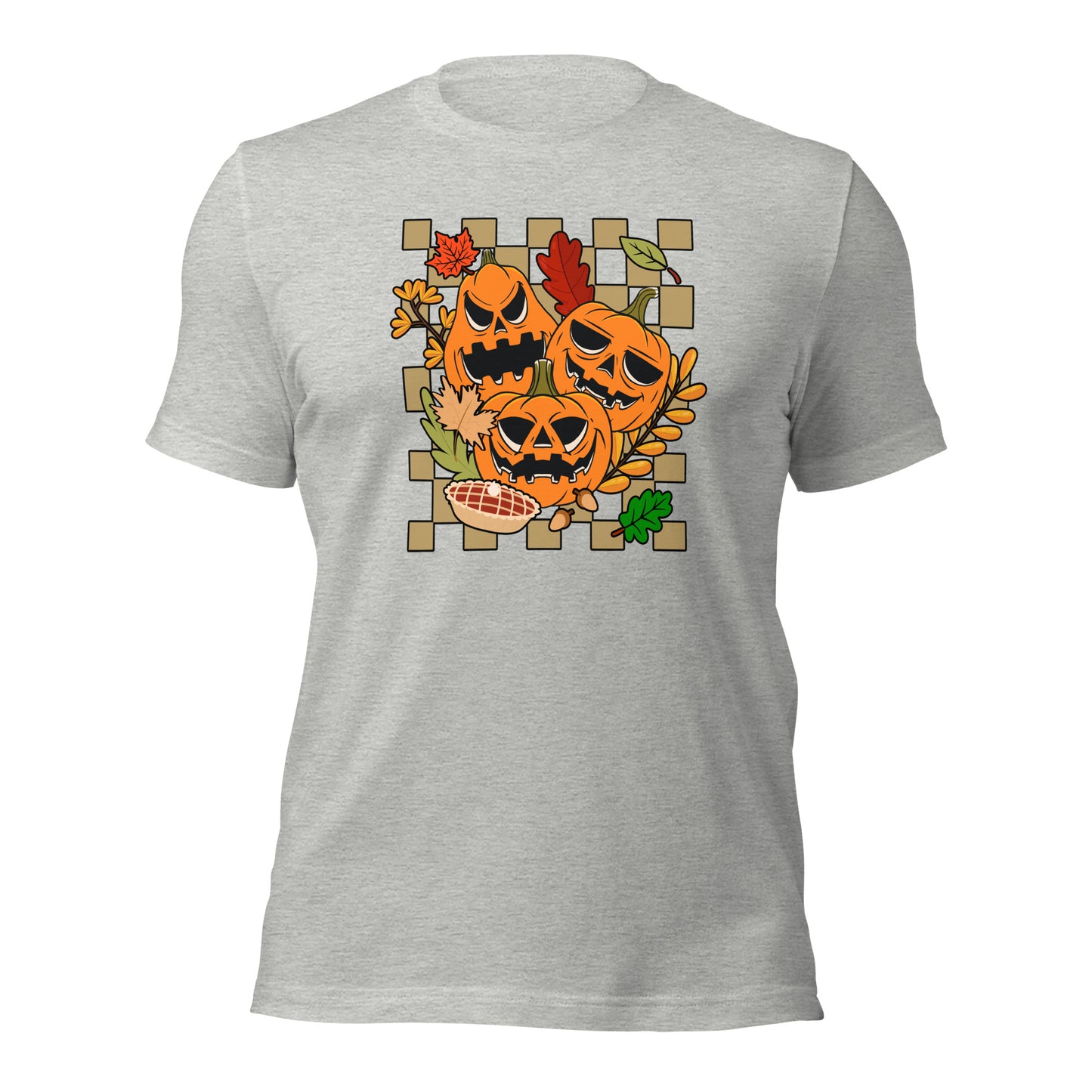 Pumpkin Face Autumn Fall Leaves Thanksgiving Unisex Light Shirt