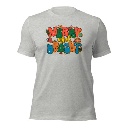 Merry and Bright Joyful Merry Christmas Unisex Light Shirt