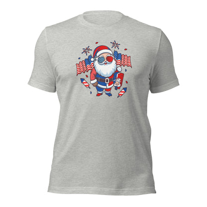 Patriotic Santa Claus USA Military Veteran Xmas Unisex Light Shirt