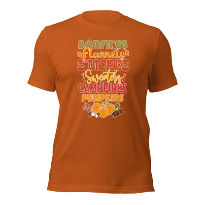 Bonfires Flannels Smores Sweaters Campfires Thanksgiving Unisex Dark Shirt