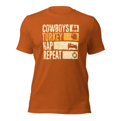 Cowboys Turkey Nap Repeat Cowboy Bebop Thanksgiving Unisex Dark Shirt