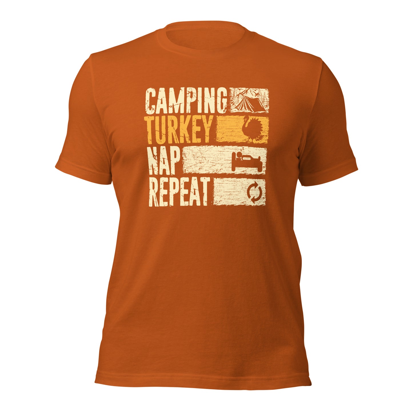 Camping Turkey Nap Repeat Funny Thanksgiving Unisex Dark Shirt