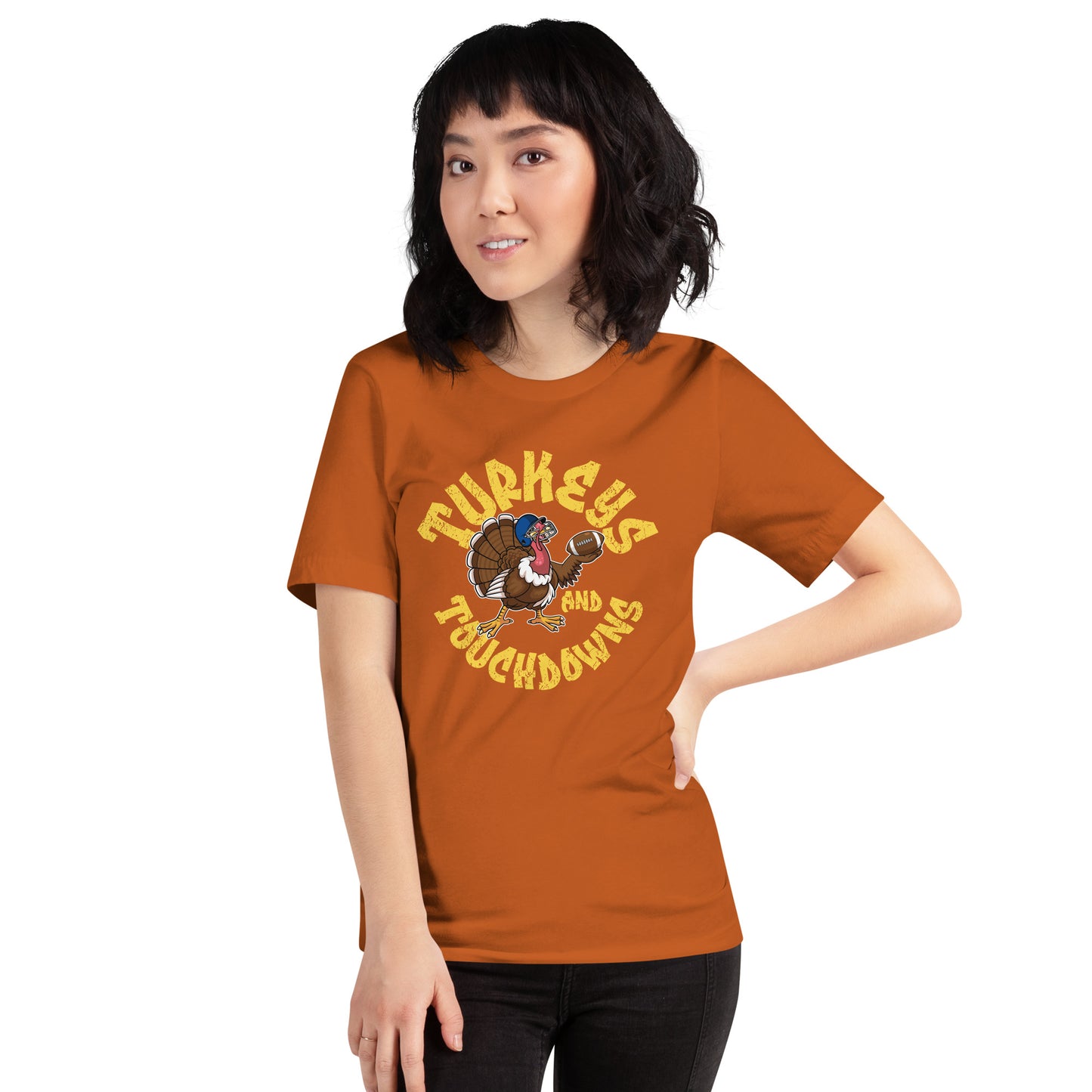 Turkeys And Touchdown American Football Thanksgiving Unisex Dark Shirt