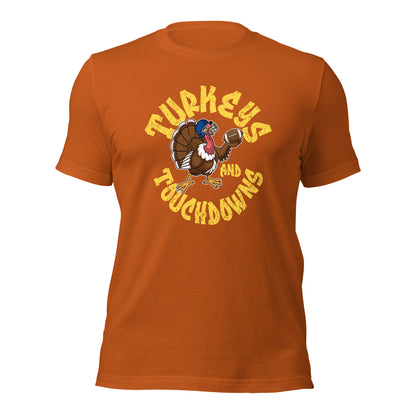 Turkeys And Touchdown American Football Thanksgiving Unisex Dark Shirt