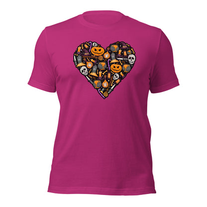 Halloween Heart Love Pumpkin Skull Unisex Light Shirt