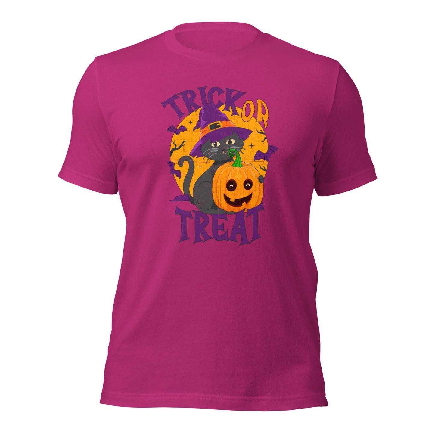 Halloween Witch Black Cat Trick Or Treat Unisex Light Shirt