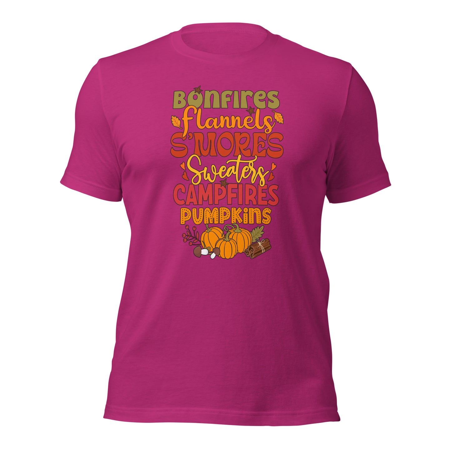 Bonfires Flannels Smores Sweaters Campfires Thanksgiving Unisex Light Shirt