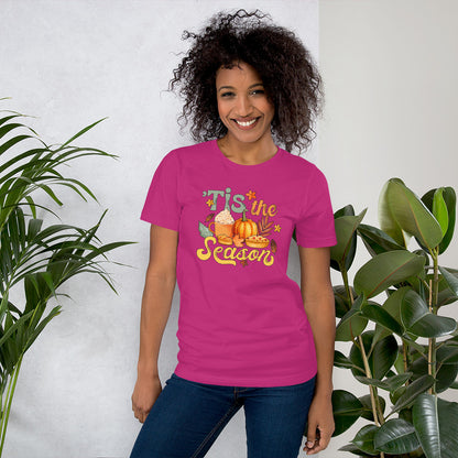 Tis The Season Thankful Blessed Thanksgiving Unisex Light Shirt