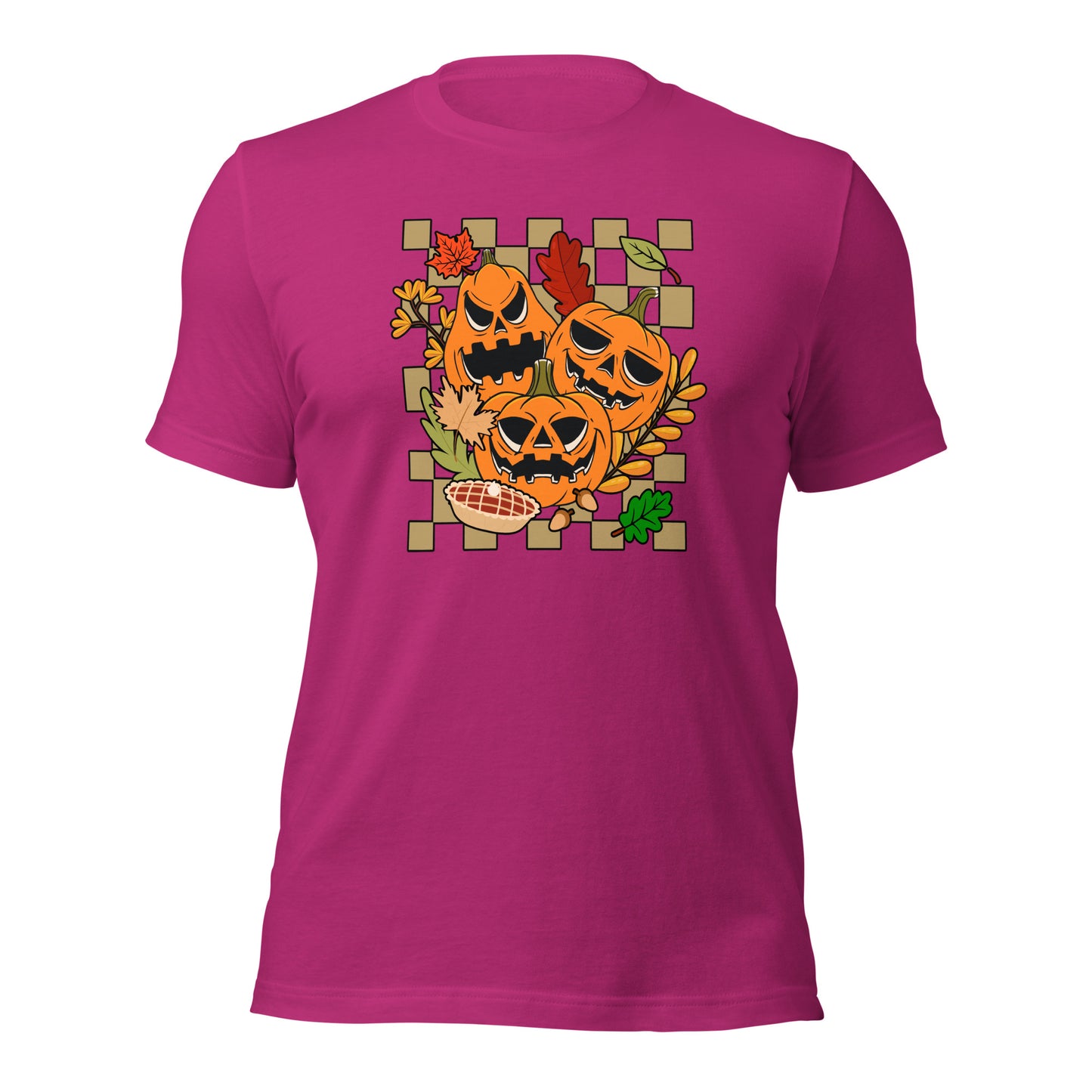 Pumpkin Face Autumn Fall Leaves Thanksgiving Unisex Light Shirt