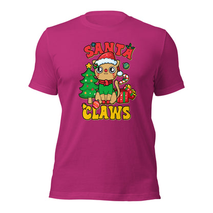 Santa Claws Santa Hat Cat Christmas Unisex Light tee