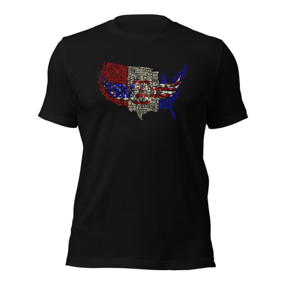 Distressed USA Map Retro Peace Symbol Unisex Dark Shirt