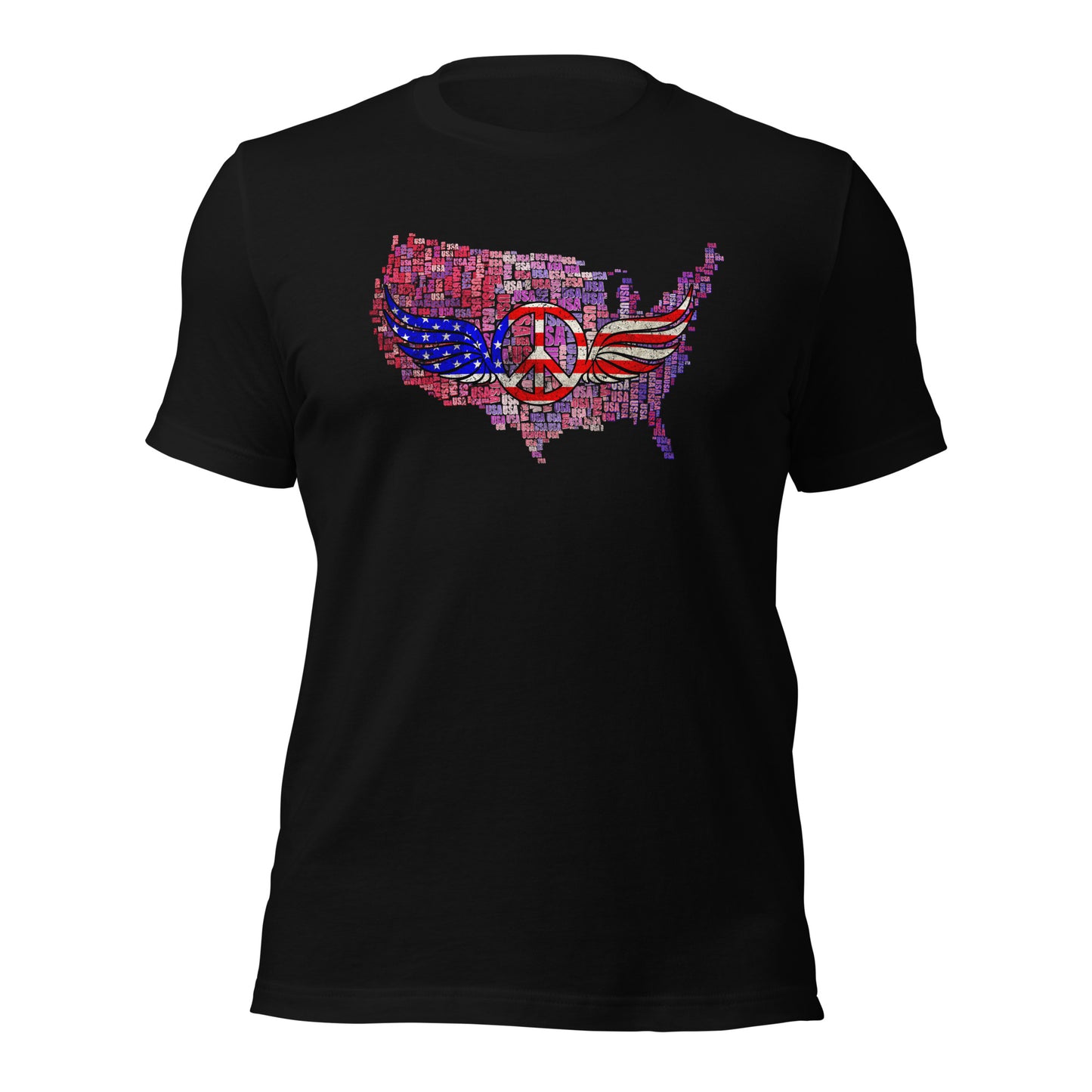 Military Patriotic Distressed USA Flag Graphic Unisex Dark Tee