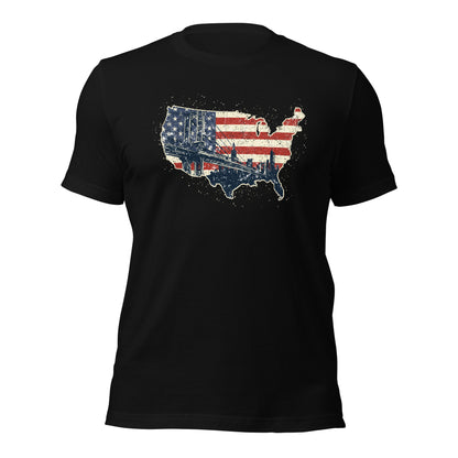 Vintage New York America Flag Patriot Military Unisex Dark Shirt