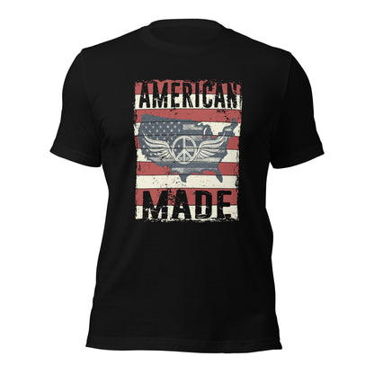 Patriot Distressed American Made USA Flag Military Unisex Dark t-shirt