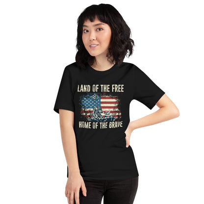 Vintage Land Of The Free Home Of The Brave Unisex Dark Shirt