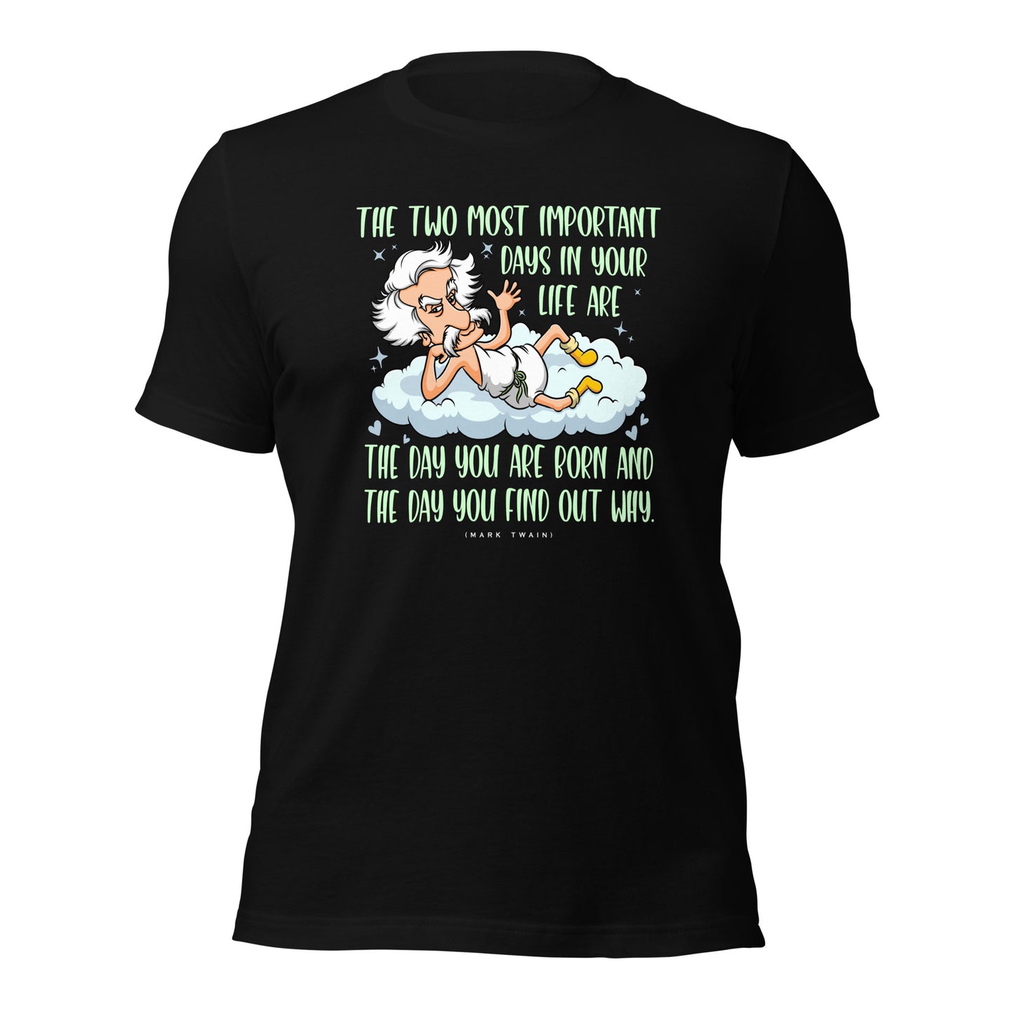 Mark Twain Two Most Important Days In Your Life Unisex Dark Shirt