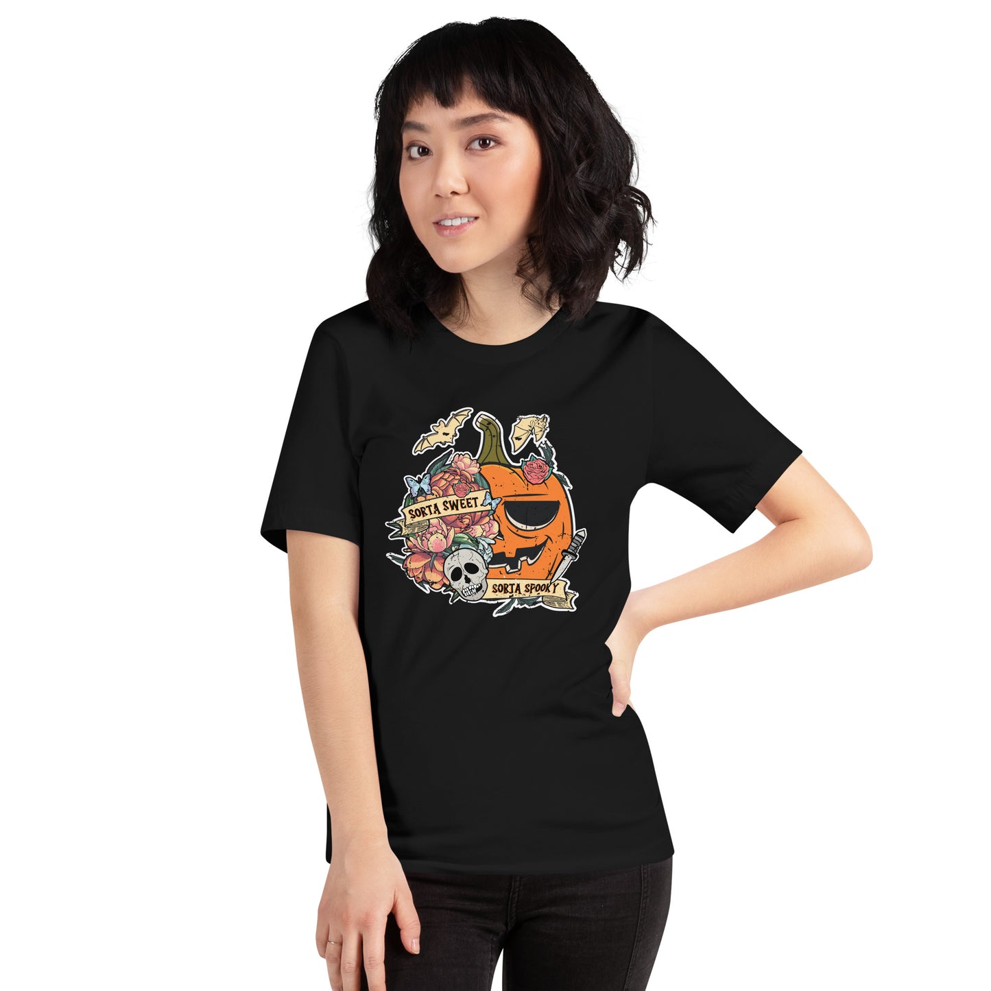 Retro Sorta Sweet Sorta Spooky Halloween Pumpkin Unisex Dark Shirt