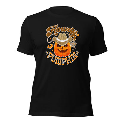 Howdy Pumpkin Cowboy Cowgirl Western Halloween Unisex Dark Shirt