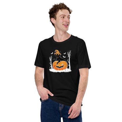 Black Cat Pumpkin Halloween Jack o Lantern Unisex Dark Shirt